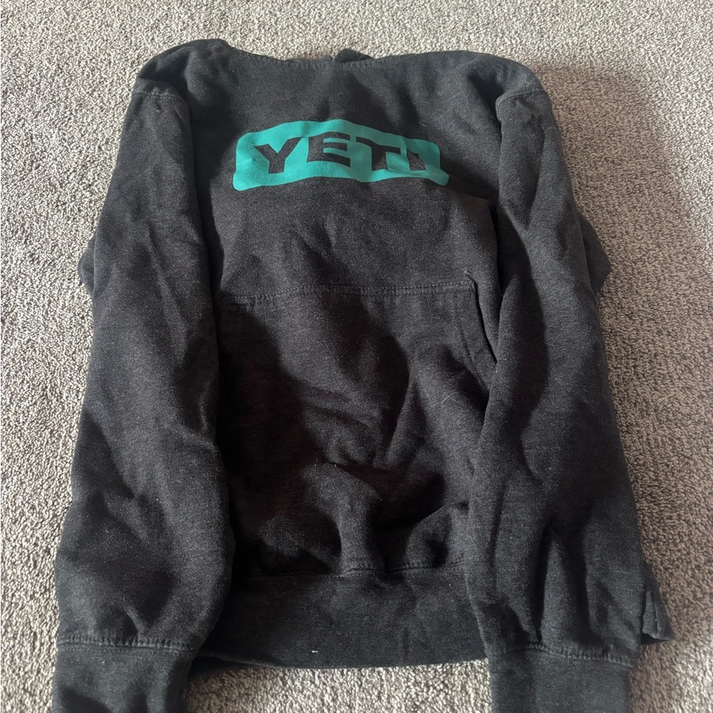 Yeti Black Crewneck Sweater with Teal Logo